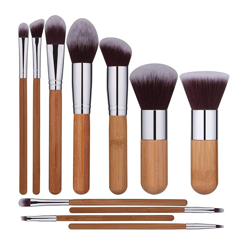 

Factory free sample bamboo handle 10pcs make-up cosmetics