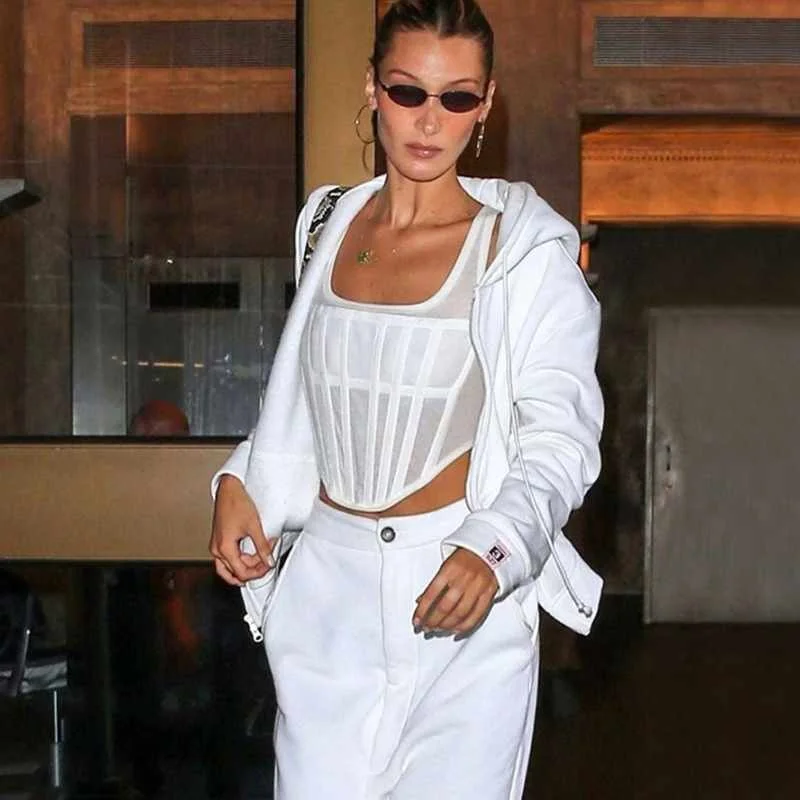 

O-neck Sleeveless Slim White Mini Vest Women Sexy Stretch Fit Comfortable Streetwear Camisole Tank Tops