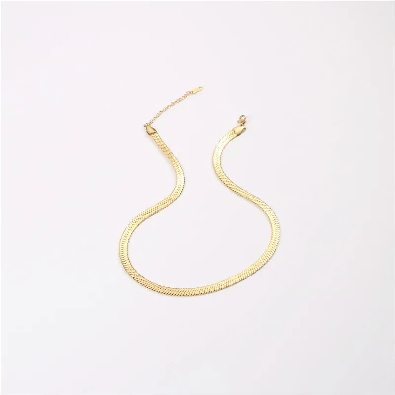 Joolim Jewelry 18K Gold Plated Wide Snake Chain Choker Necklace Stainless Steel Jewelry Wholesale