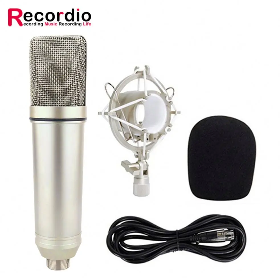 

GAM-U87 Recording Set Professional Singing Wire And Broadcast Electret Streaming Live Studio Condenser Microphone, Champagne/ black