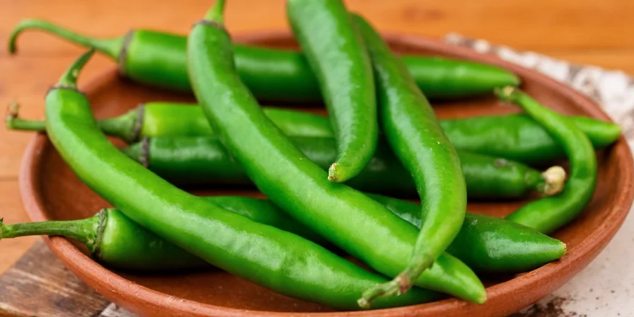 Side-by-side comparison of serrano and jalapeño peppers