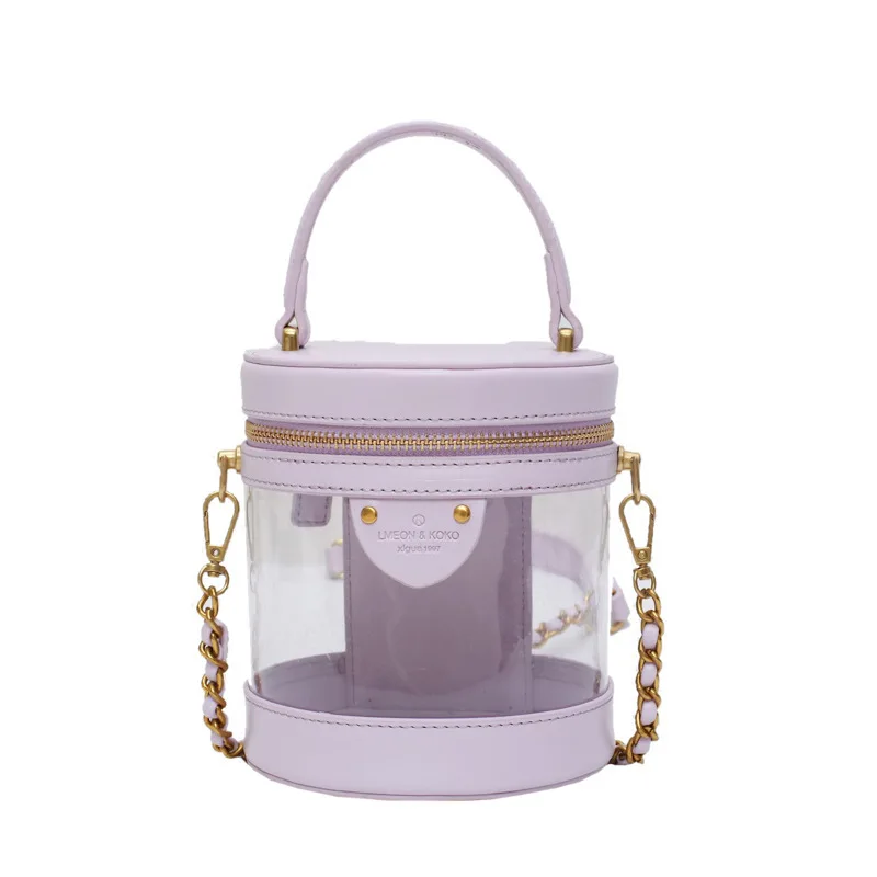 

Wholesale Women Shoulder Handbag Pvc Clear Tote Jelly Ladies Bucket Bags, Black