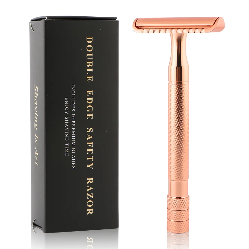 

D663 Metal handle hair removal razor zinc alloy head brass handle double edge safety razor, Matte black, silver, rose gold