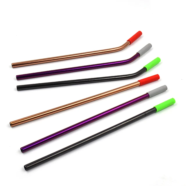 

Reusable Stainless Steel Drinking Straw Wholesale With Customized Logo, Any pantone color for plastic handle