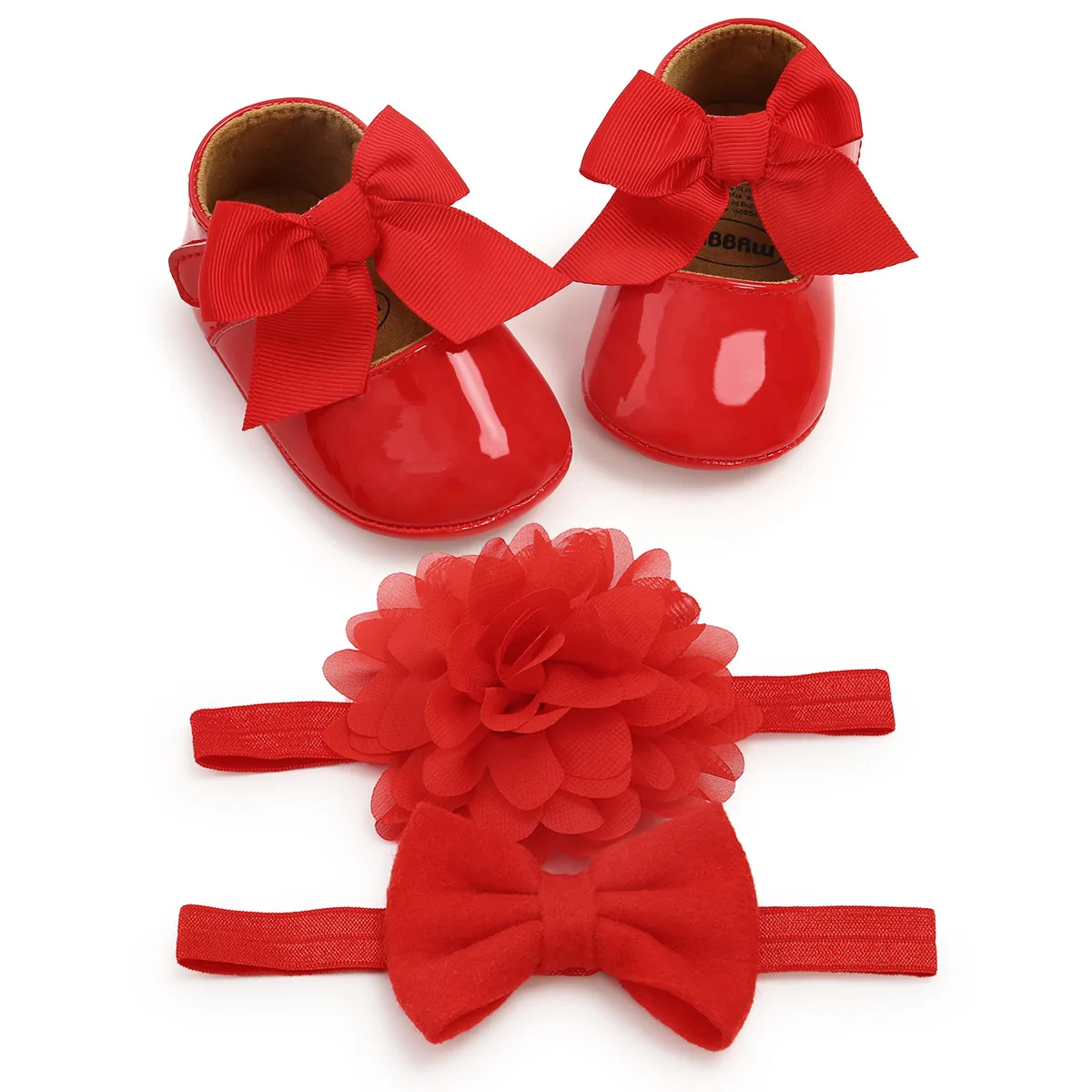 

Rubber sole Cute Bow Newborn Kids Girls First Walker Princess Baby Dress Shoes, 5 colors
