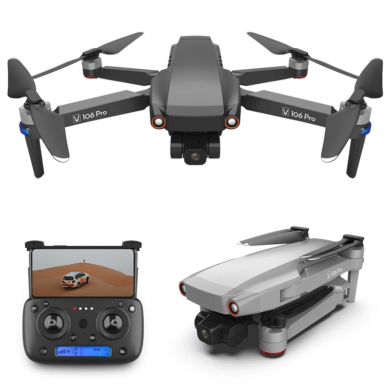 

Senior GPS drone 106 pro 4K pixels powerful creative flagship 3 axis mechanical gimbal EIS electronic image stabilization, Black,gray