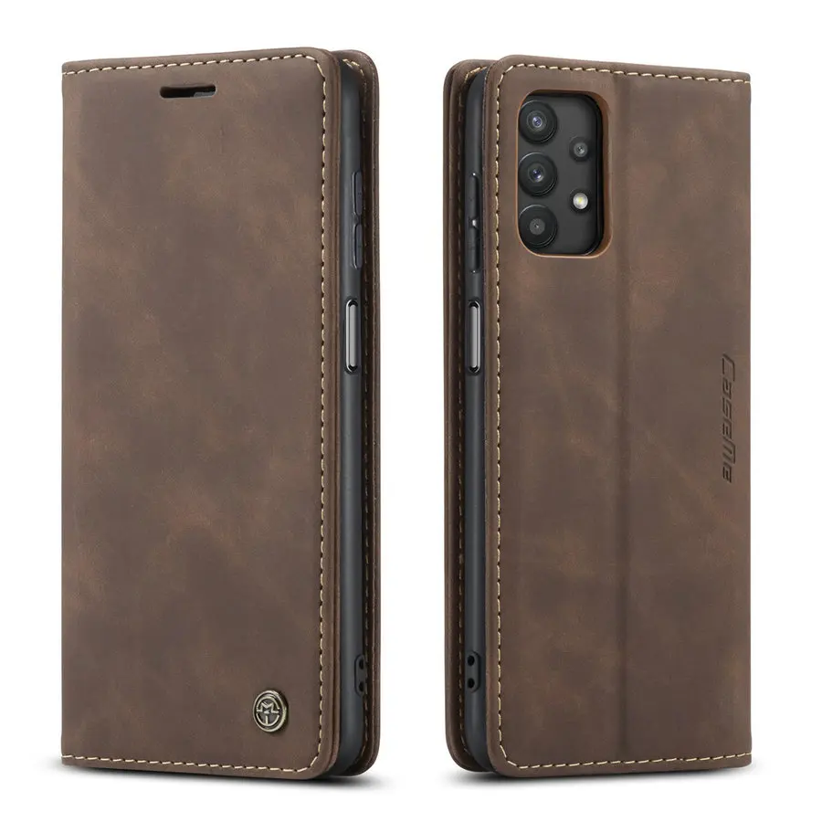 

CaseMe New Arrivals for Samsung Galaxy A32 Case Retro Credit Card Cover Cell Phone for Samsung S21 Note 20 A12 A32 A42 5G Case, Black brown red blue coffee