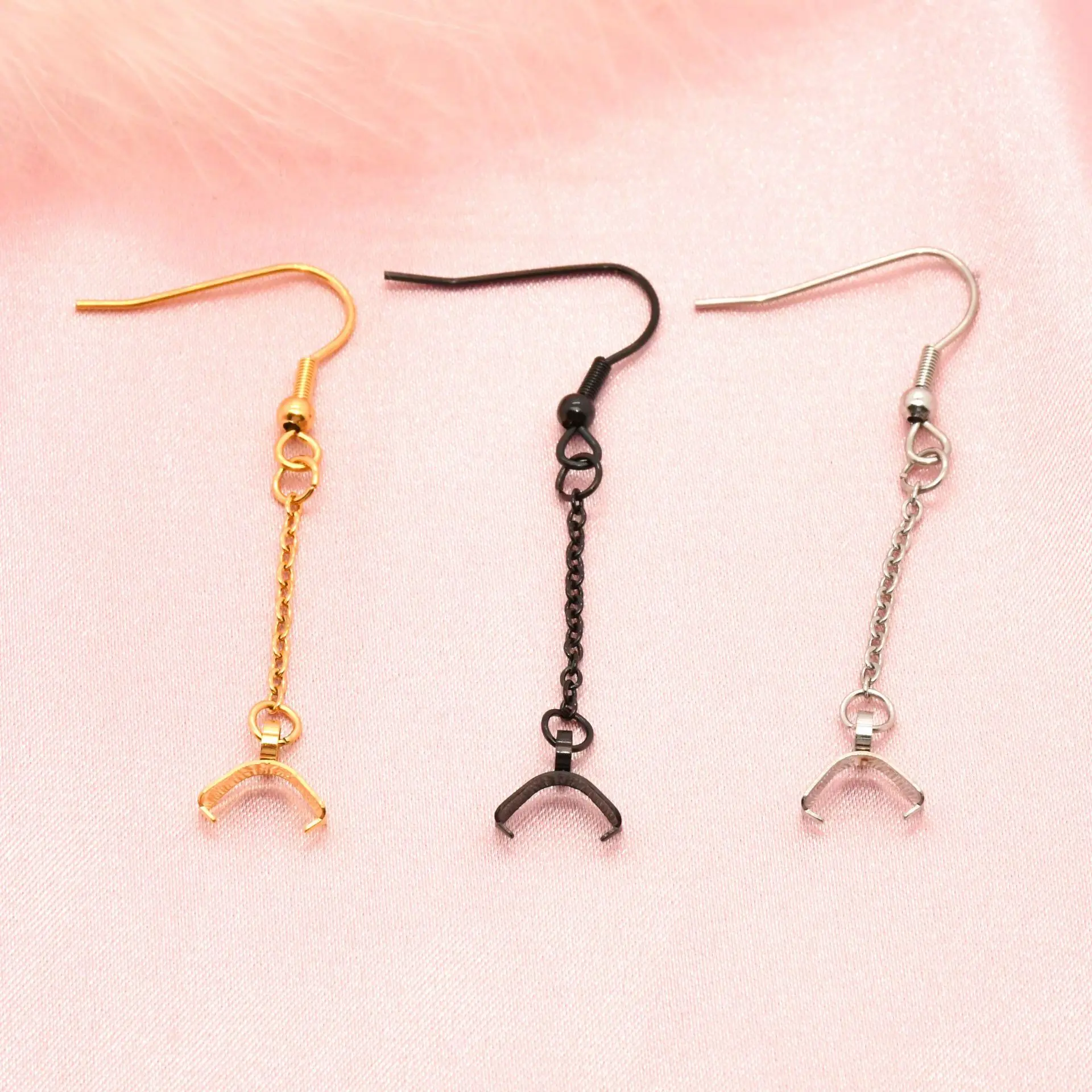 

Stainless Steel Clamp earring findings piercing jewelry diy DIY Earring Drop Component Gold plated dangle tassel earrings hooks