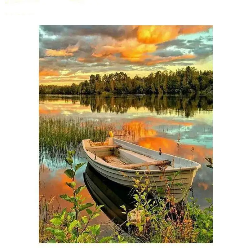 New Diy Paint by Number on Canvas for Kids and Adults Oil Picture SCENERY Die Cutting Printing