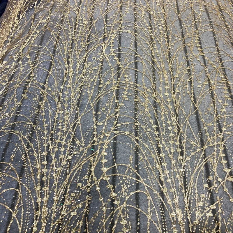 

Wholesale luxury dresses sparkle glitter lace fabric gold, As pictured