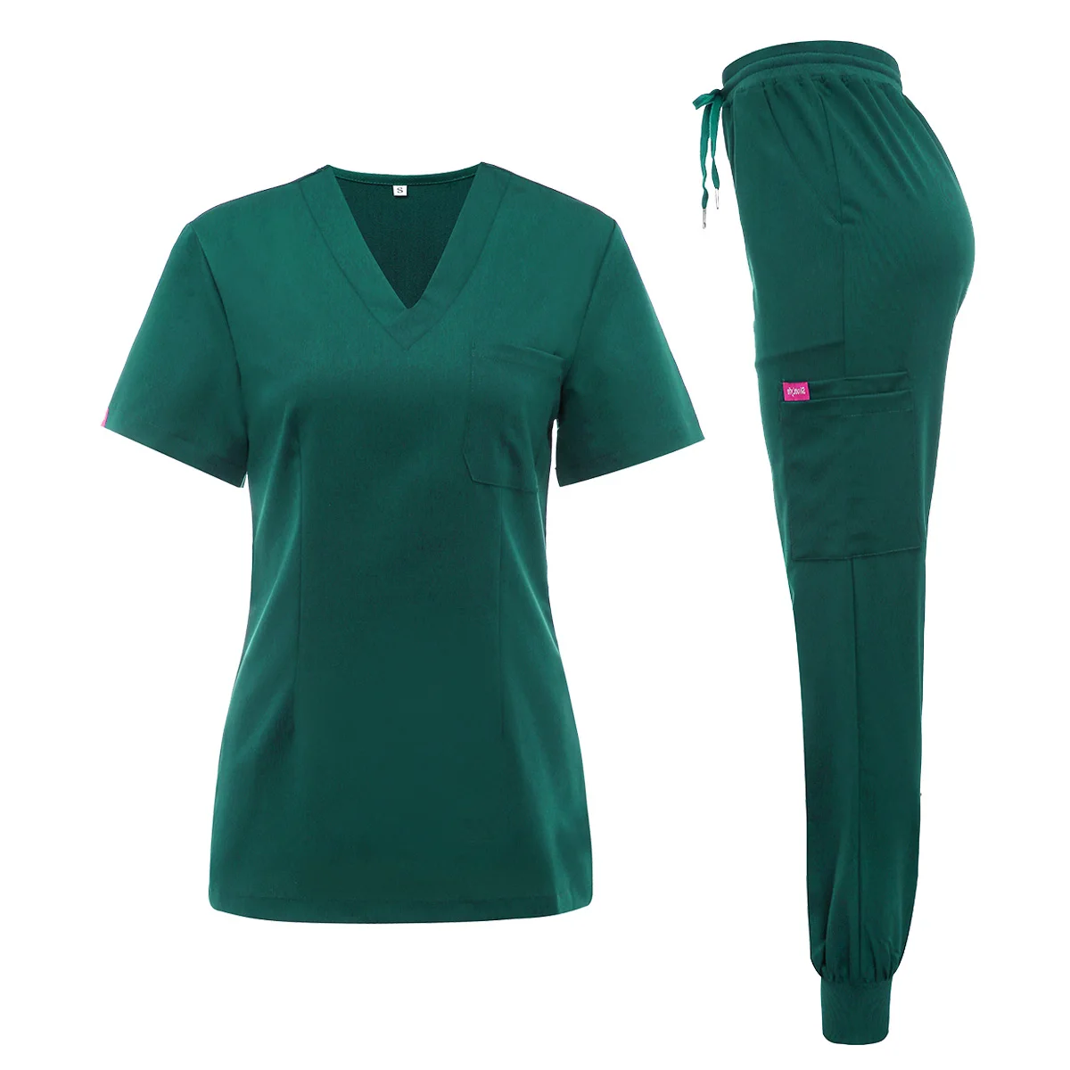 

new fashion rayon&polyester&spandex woman scrub nurse uniforms medical scrub sets for women, Pink