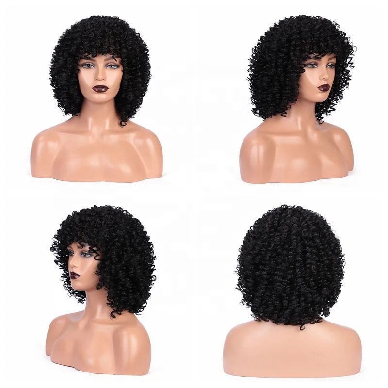 

Fashion Short Afro Wig Curly Hair Fluffy Women's Wig, Black