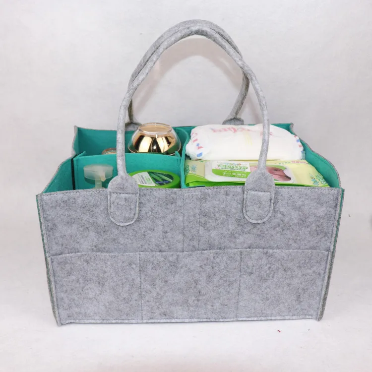 

Felt Baby Diaper Caddy organizer portable nursery storage bin car seat tote bag