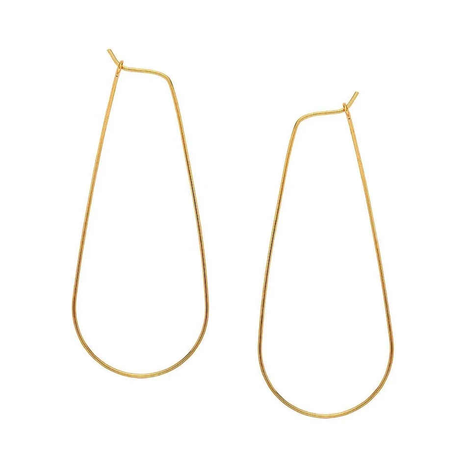 

Stylish 925 sterling silver Statement Teardrop Hoop Earrings for women high polish 14K gold plated earrings jewelry