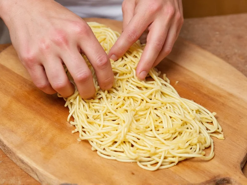 Rolling homemade ramen noodles on wooden board