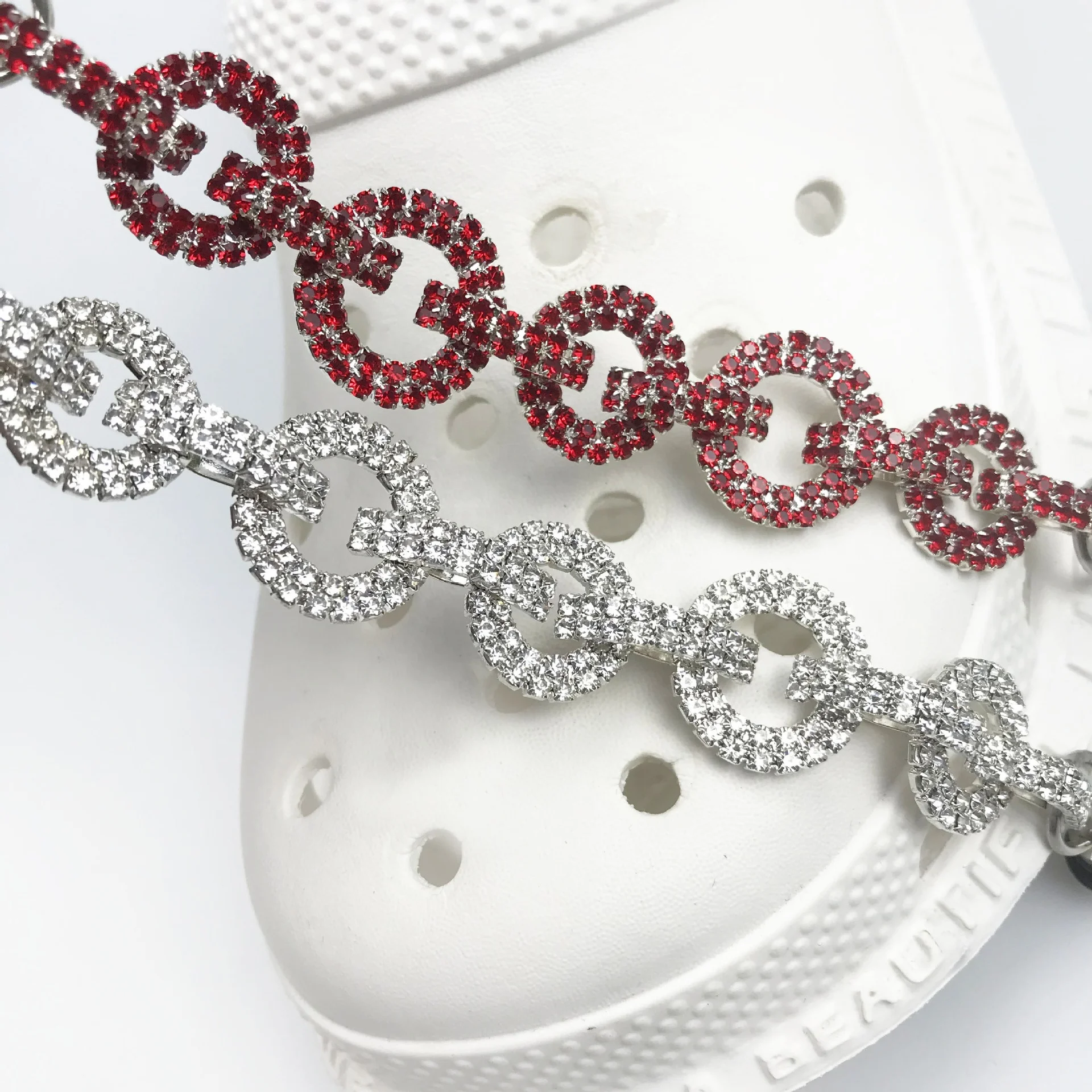 

XILIANGFEIZI Factory Wholesale Metal Clog Rhinestone Charms Buckle Fashion Hole Sandal Accessories Custom Shoe Charm Chain