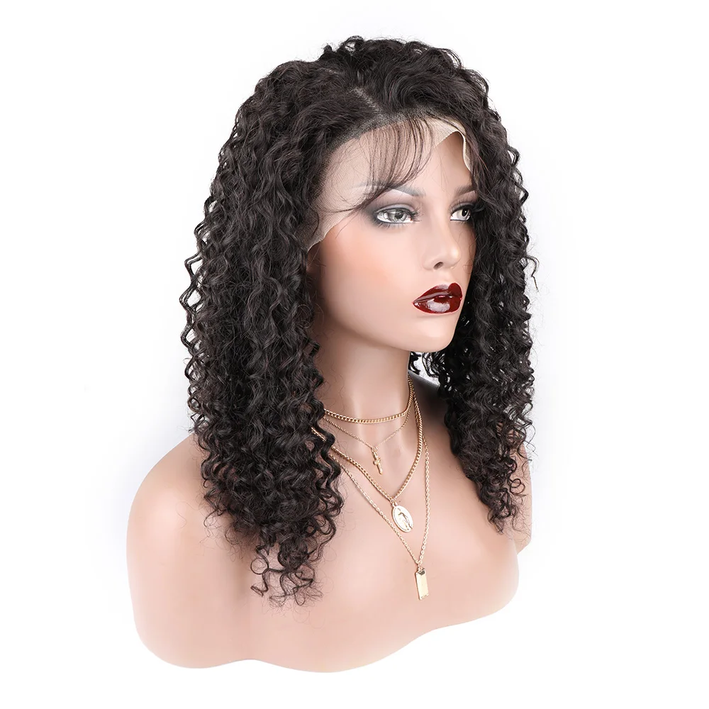 

Loose Deep Curly Wave Wig Unprocessed Virgin Human Hair Wig with Baby Hair Natural Black Color