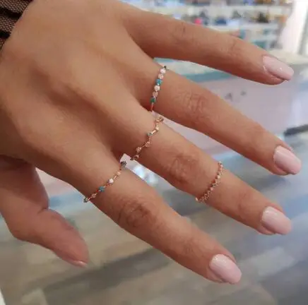 

Fashionable Small Color Round Simple Geometric Exquisite Wave Ring for Women