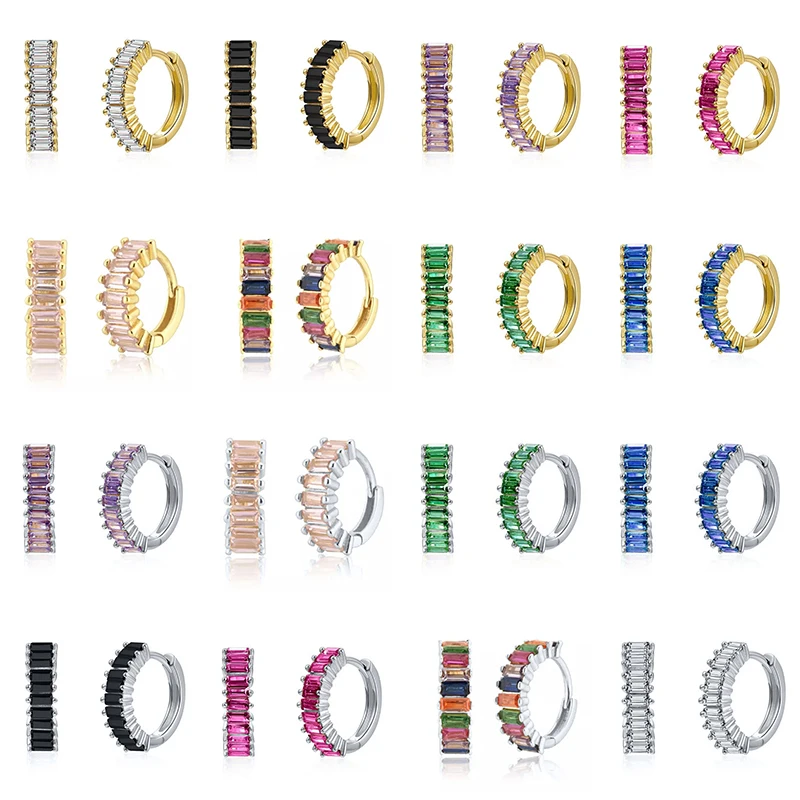 

CANNER Wholesale Circle Earrings For Women Multicolor Zircon Hoop Round Earrings Female Jewelry