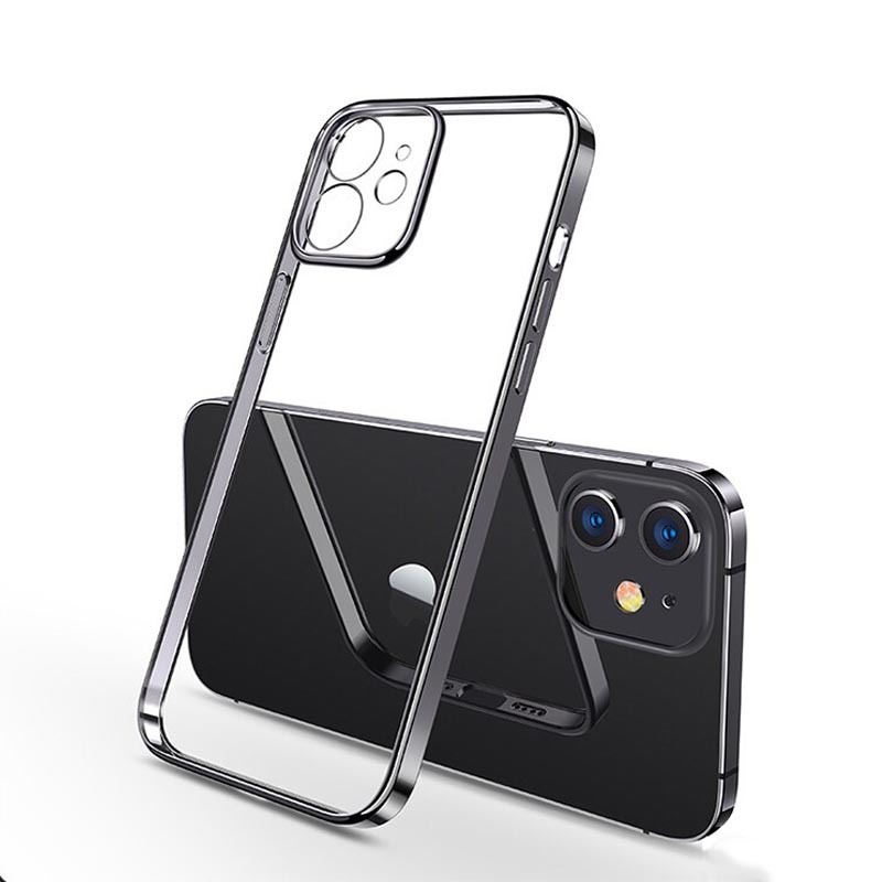 

In Bulk Straight Edge Electroplating Design Transparent Silicone Phone case For Iphone X 11 12 Pro Max