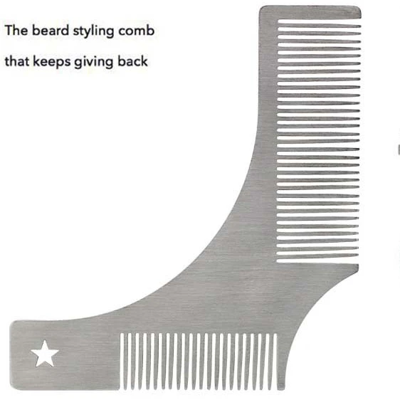 

Stainless steel moustache model comb right angle special-shaped beard care modeling shaving tool comb