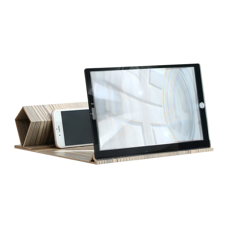 

Innovative i-Pad Frame 12 Inch HD Fiberboard Acrylic Fresnel Lens Mobile Phone Screen Amplifier Magnifier, Gold grain, coffee wood, ash wood grain