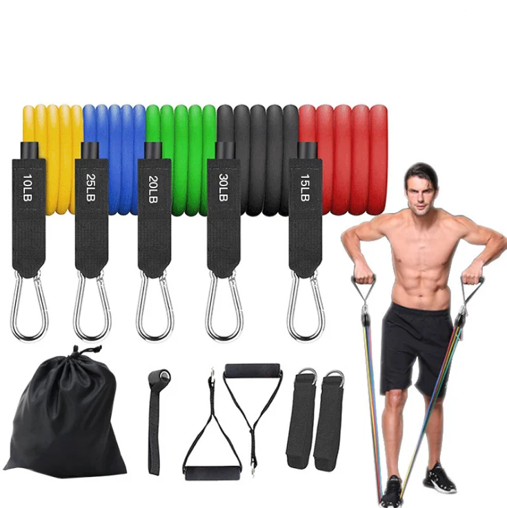 

Custom High Quality Yoga Pull Rope Fitness Muscle Elastic Belt Set Exerciser Resistance Bands For Gym, As picture