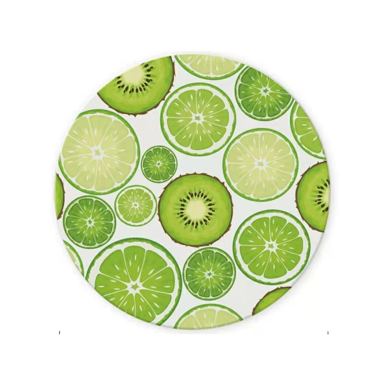 

Absorbent Fruit Series Theme Patten Ceramic Coasters With Cork Base Back Cool Gift Ideas For House Decor, Cmyk