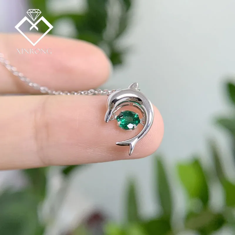 

The factory sells quality Zambian emerald color Fokken van smaragden lab grown created emerald 925 silver necklace For gifts