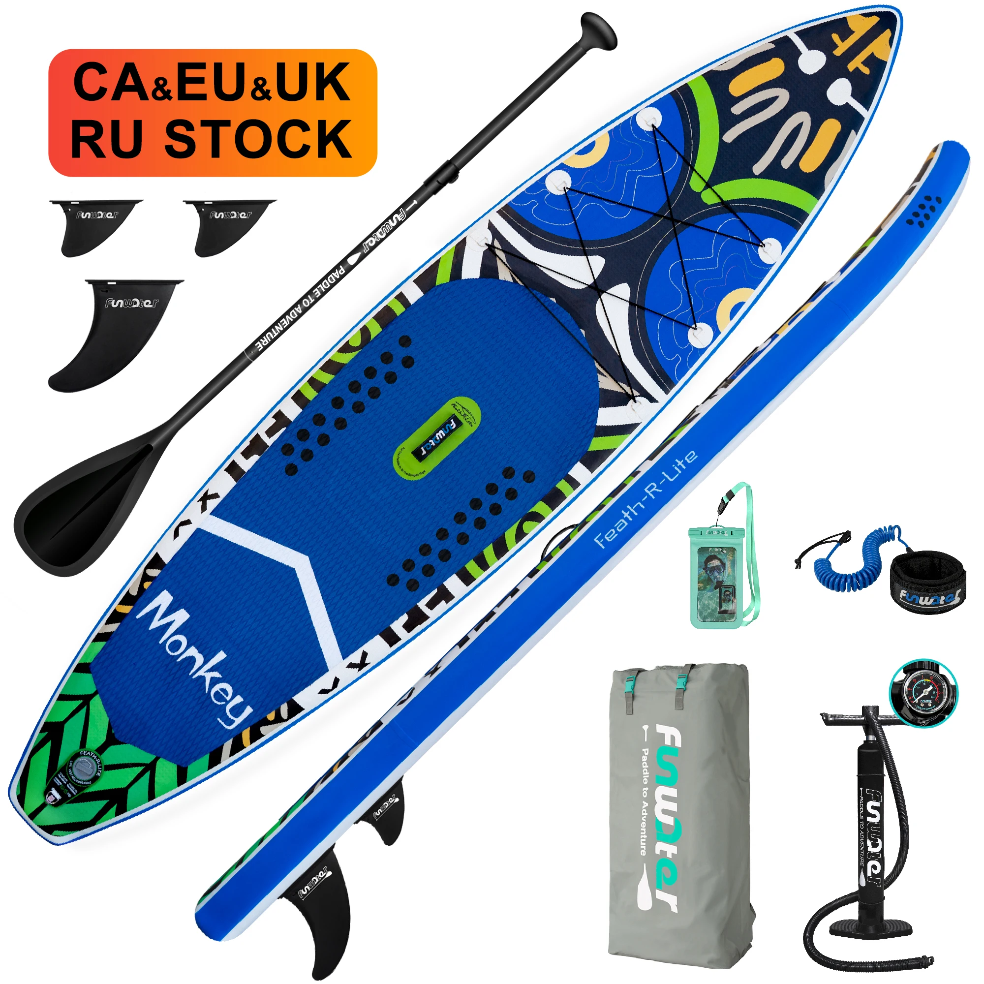 

FUNWATER Dropshipping OEM inflatable paddle board double layer rescue board inflatable paddle surf 11 soft surfboard