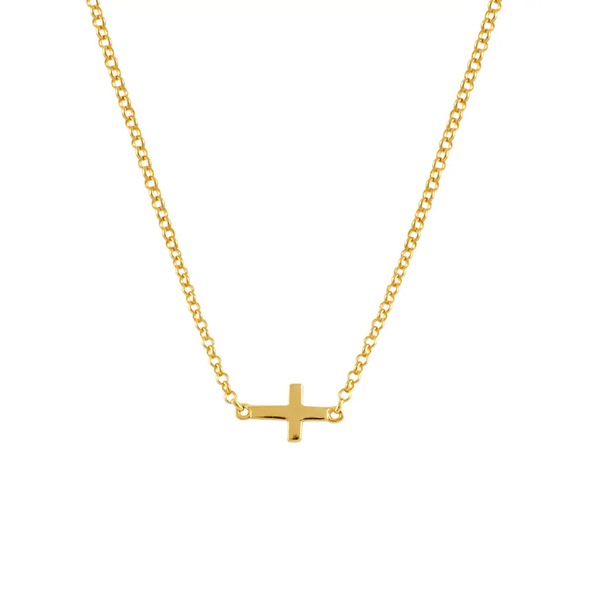 

classic necklace jewelry wholesale 925 sterling silver 18k gold plated simple cross necklace for women
