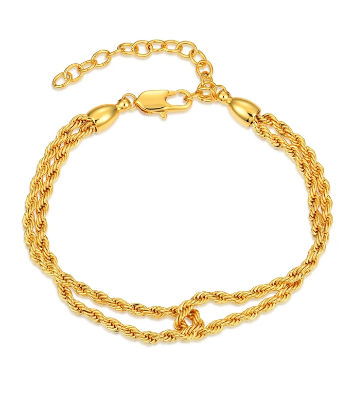 

18K gold bracelet Plated Stainless Steel 18k real gold celtic knot bracelet Miami Double Layered Snake Chain Choker Necklace