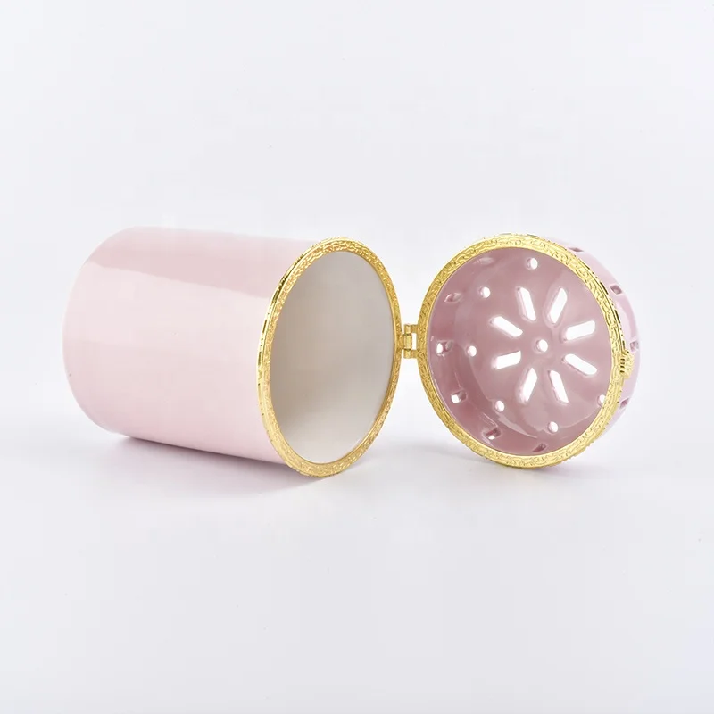 Pink Ceramic Candle Holder WIth Lids