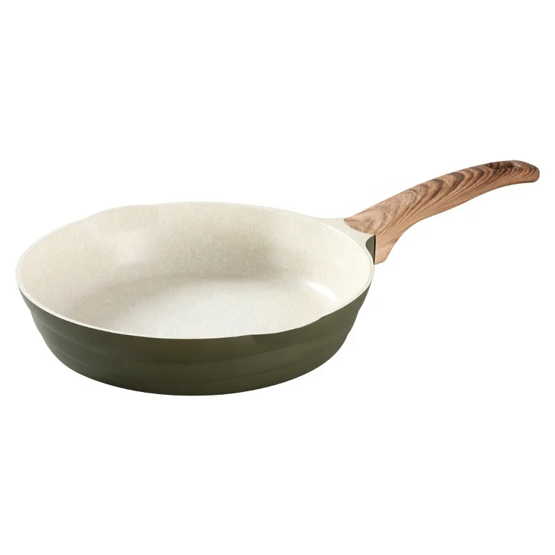 

high quality wooden handle cookware die cast deep non-stick kitchen set aluminum forged fry pan
