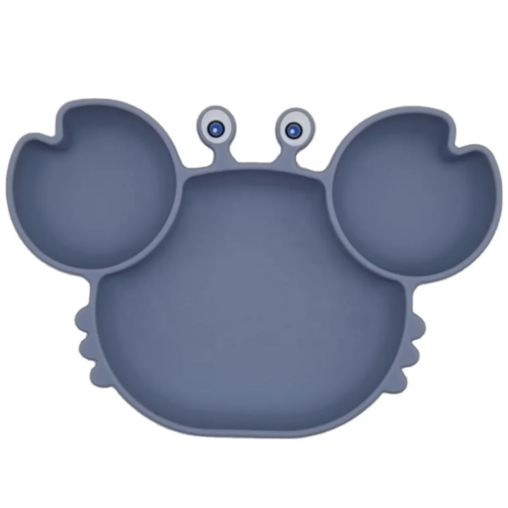 

2021 Hot Sales Cute Crab Shape Anti-slip Non Toxic silicone dinnerware plate for kids