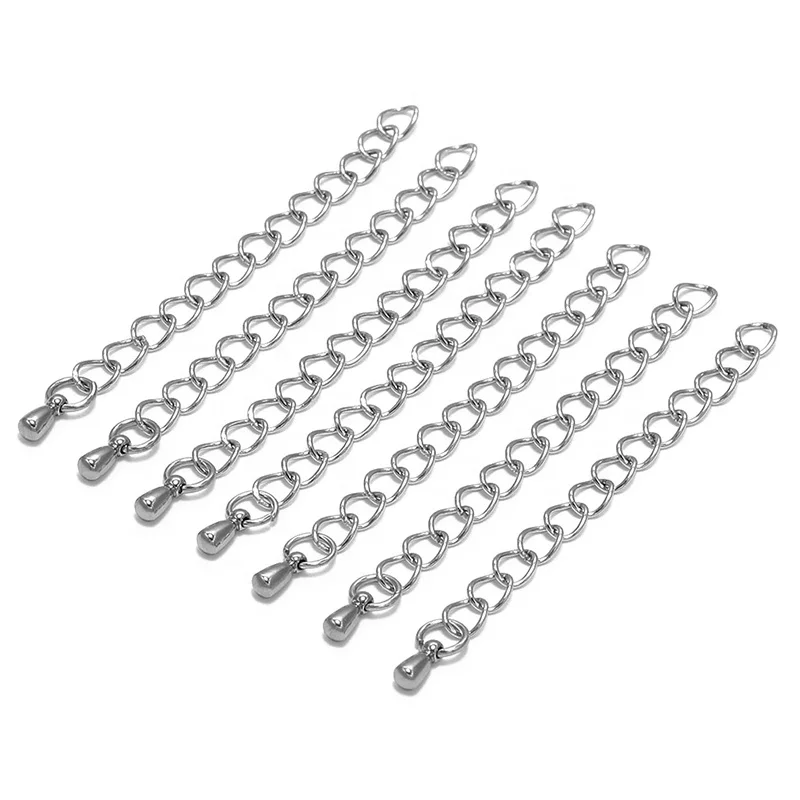 

50mm Stainless Steel Extension Chain With Water Drop Bracelet Extension Tail Chain DIY Jewelry Making Accessories Findings