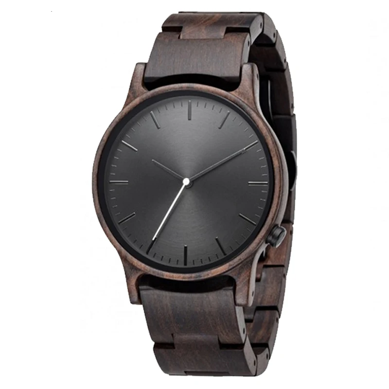 

High quality luxury fashion wristwatch men branded your logo oem wood watches, Black sandalwood