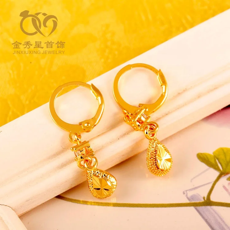 

Jxx 24K Gold Plated Luxury Zircon Huggie Hoop Earring Golden Filled Drop Customised Twisted Copper Flower Women Earring jewelry