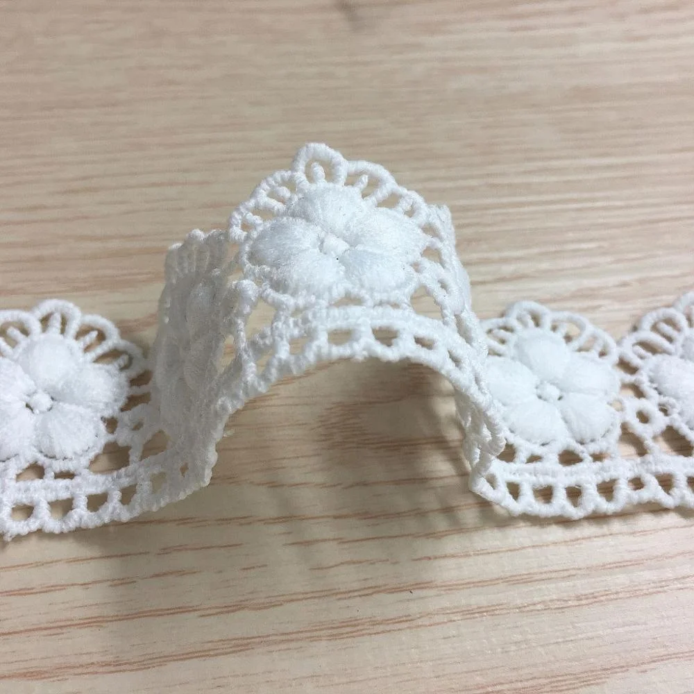 

2019 New Fashion design lace trim 100% polyester lace chemical lace trim for dress decoration