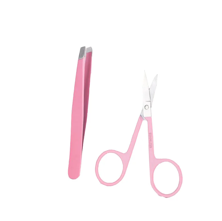 

Hot Selling Pink Eyebrow Tweezers Scissors Kit Stainless Steel Beauty Scissors, Black/pink