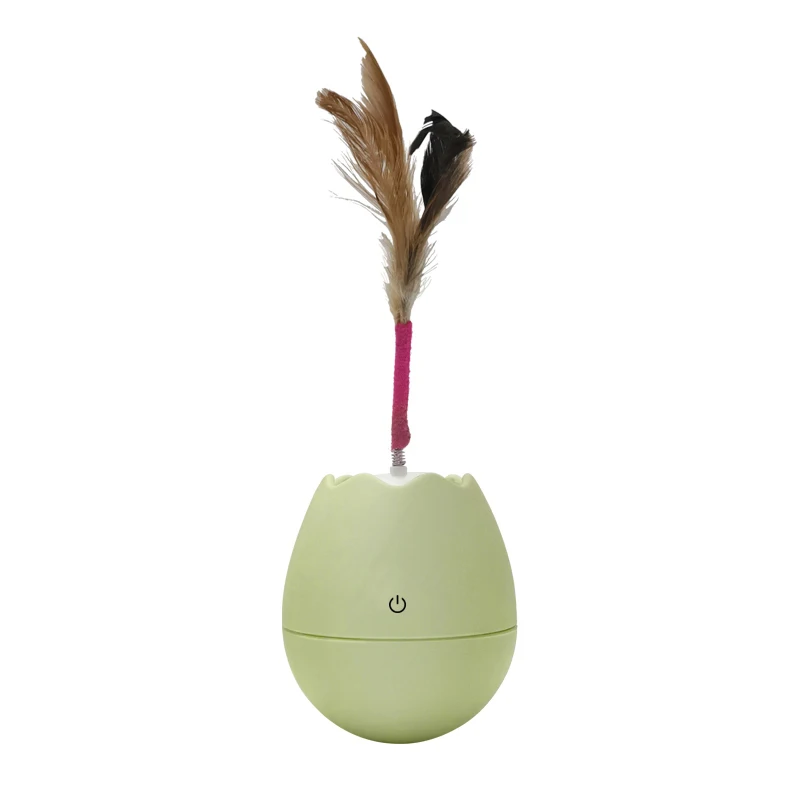 

Cats Feather Toy Balance Egg Car Interactive Funny Pet Toys Tumbler Electric Cat Egg, Green,pink