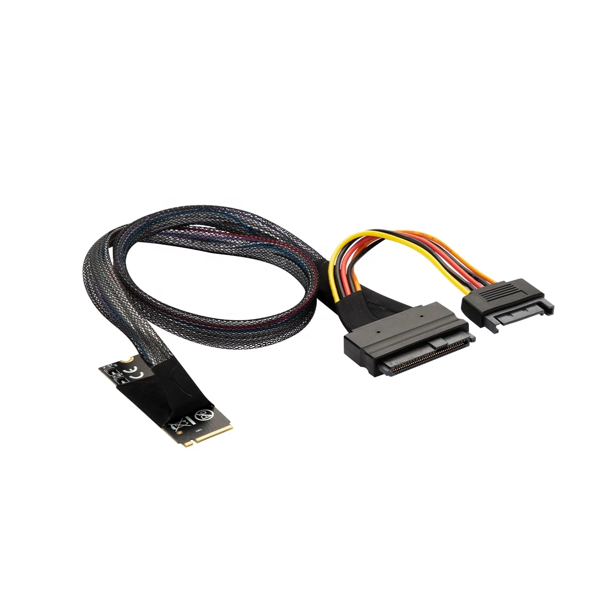 

M.2 M-key to U.2 SFF-8639 Cable with 15 Pin Female SATA Connector, Black