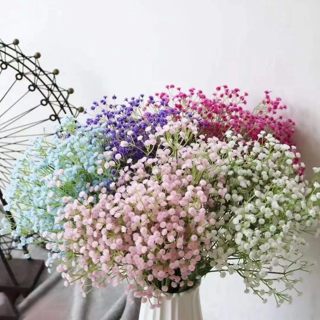 O-X650 Cheap Price White baby breath 3 forks soft rubber baby breath artificial flowers Real Touch Gypsophila flower for wedding