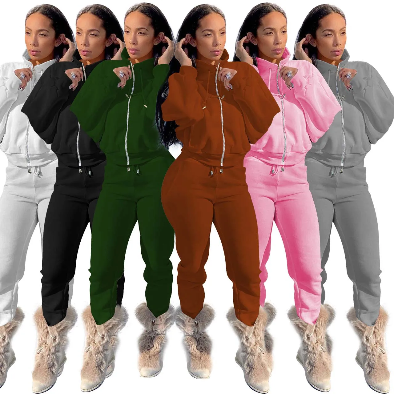 

Custom Turtleneck Sweatshirt Women Sweatsuit Set Tracksuit Casual Wholesale Sportswear Ladies 2 Piece Set Women Jogging Suits