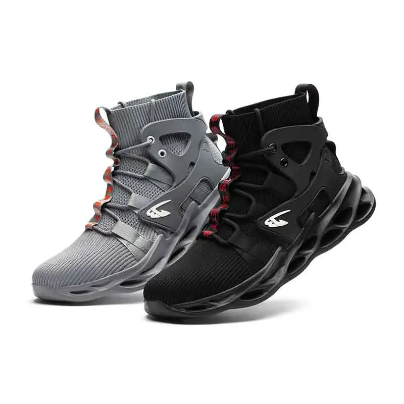 

2022 breathable flying knit Breathable light weight mens safety shoes work anti-smash Steel Toe safety shoes for men