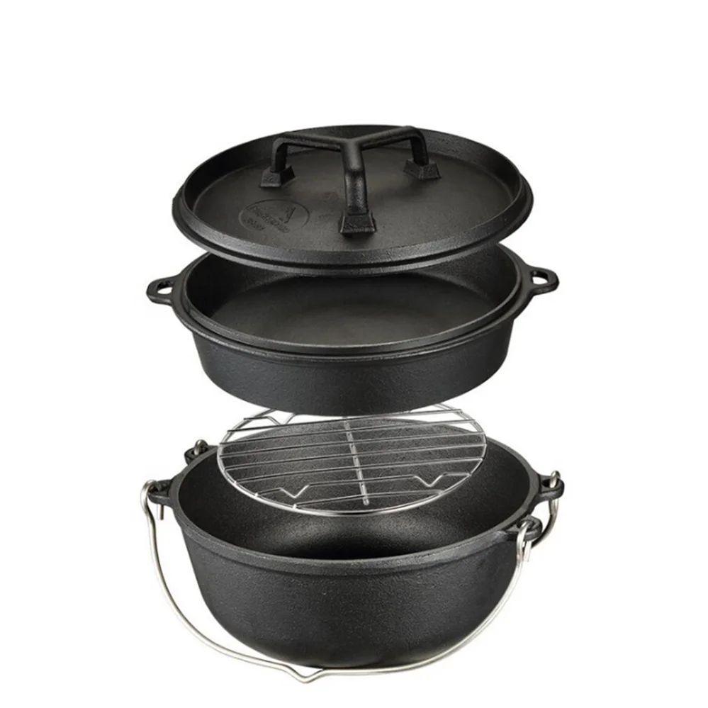

4.5 qt camping dutch oven lid lifter cast iron camping, Black