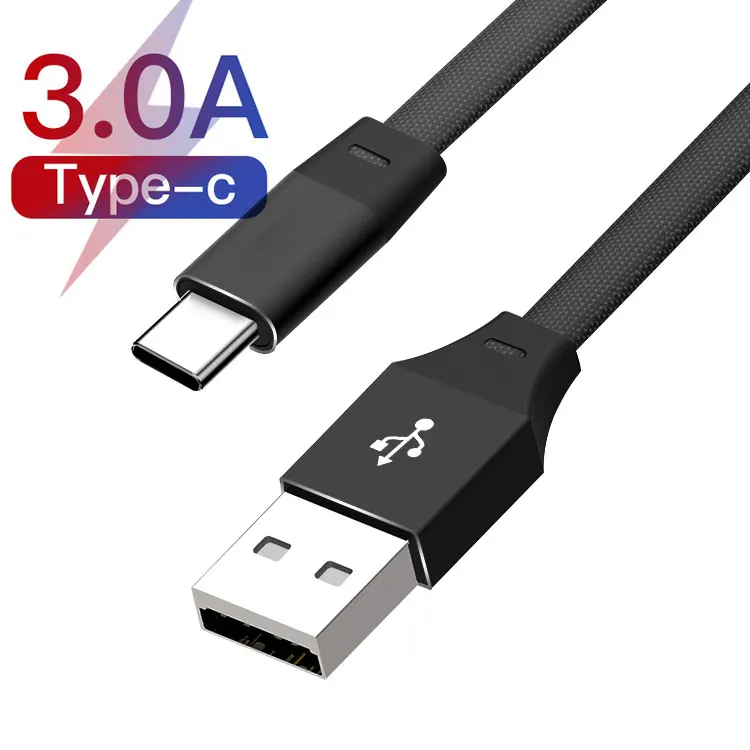 

Wholesale Nylon Braided Flat Quick Charger USB Charge only Cable USB To Type c Lighting Charging Cabo Micro Usb Cable LadeKabel