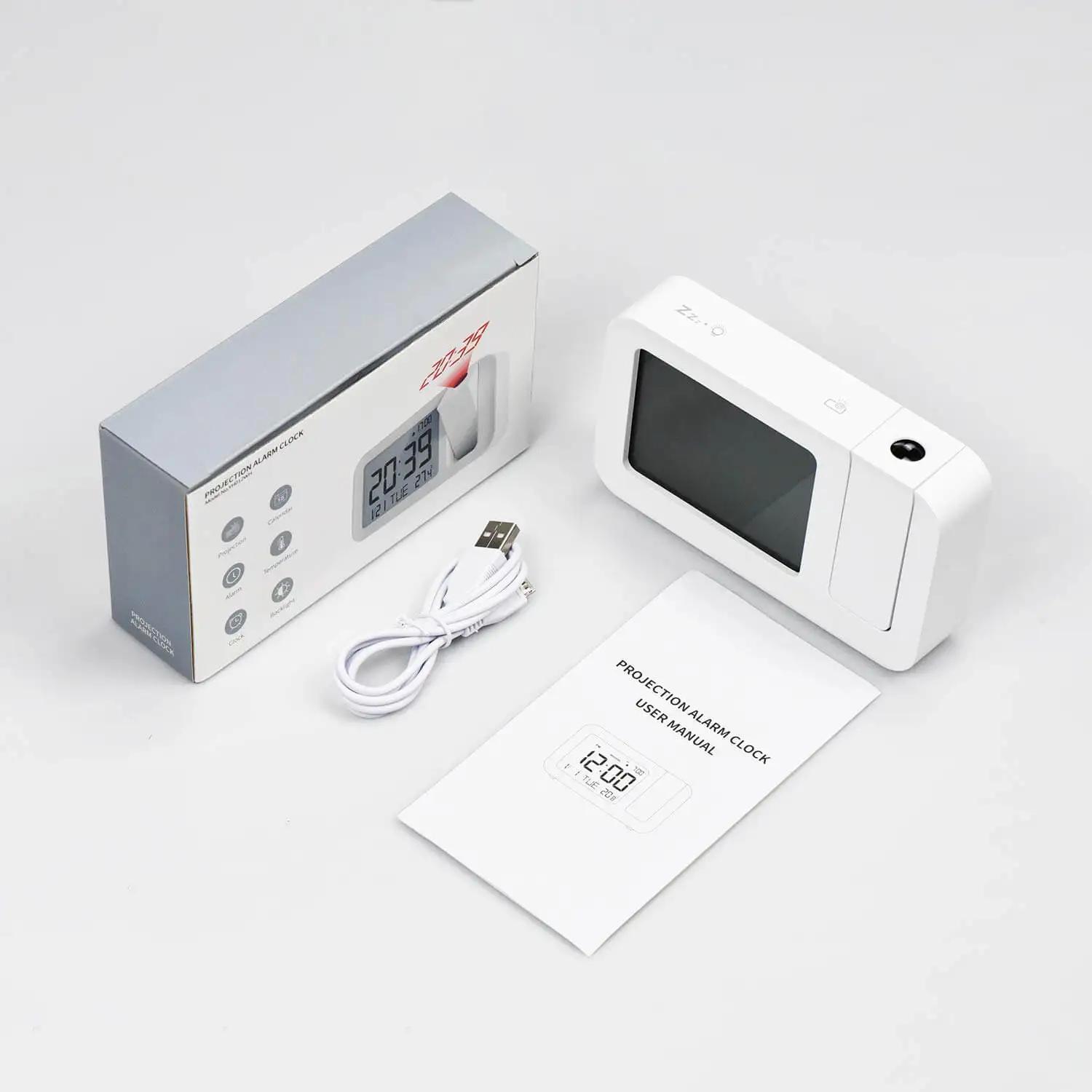 
Electronic LCD Projector Alarm Clock Time Temperature Digital Display Desk Table Bedside Clocks 