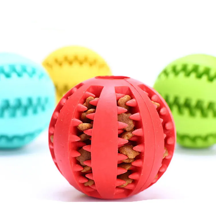 

China Manufacturer Non Toxic Natural Rubber Teeth Cleaning Chew Dog Food Ball Toy, 6pcs color for choice