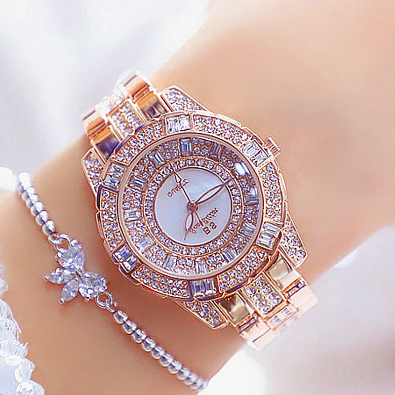

Women Watch Fashion Ladies Crystal Watch Rose Gold Wristwatch
